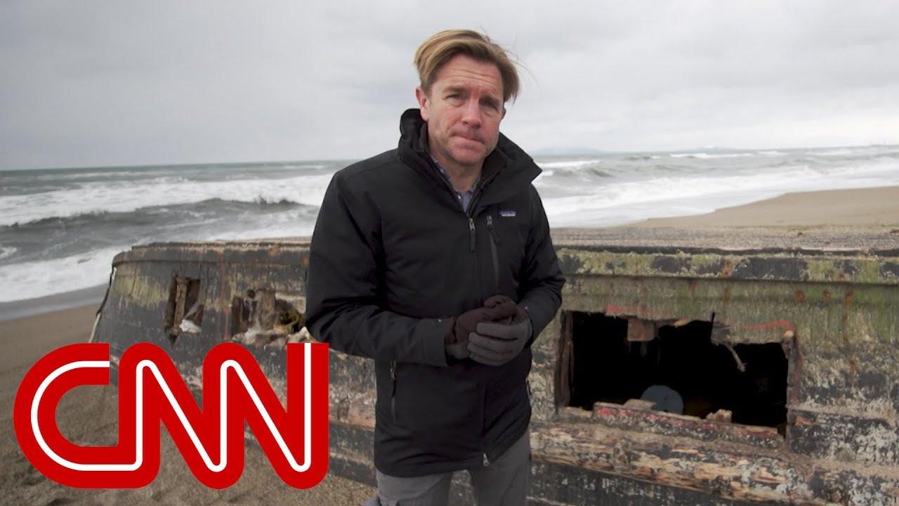 Moment image for Mystery Ghost Ship with 8 skeletons washes ashore in Akita.