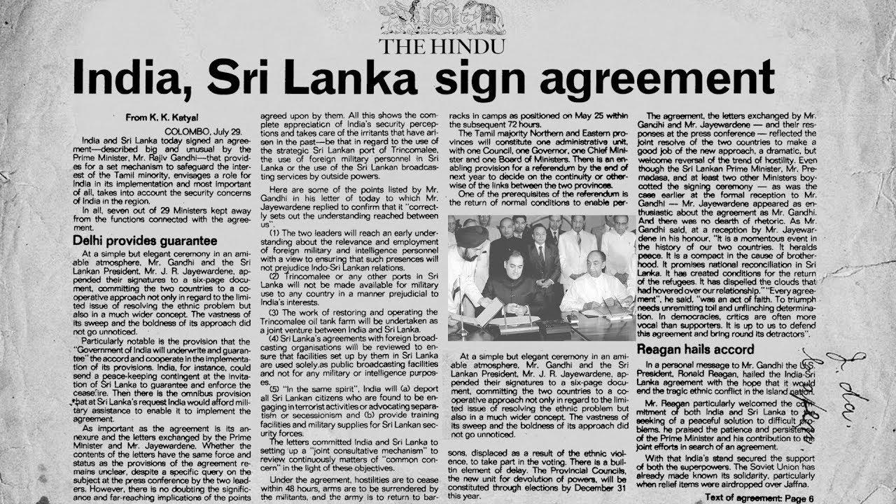 Moment image for Indo-Sri Lanka Peace Accord Signing by Rajiv Gandhi and J.R. Jayewardene