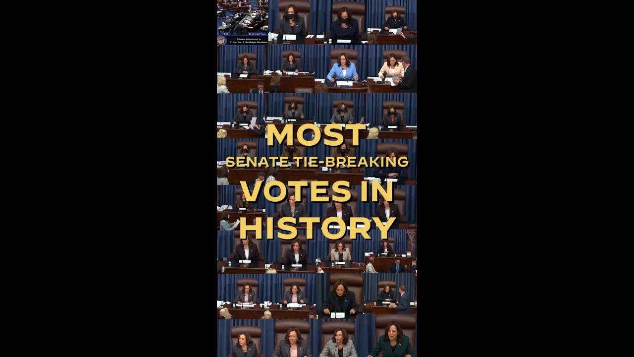 Moment image for Record-breaking Vice President in tie-breaking votes