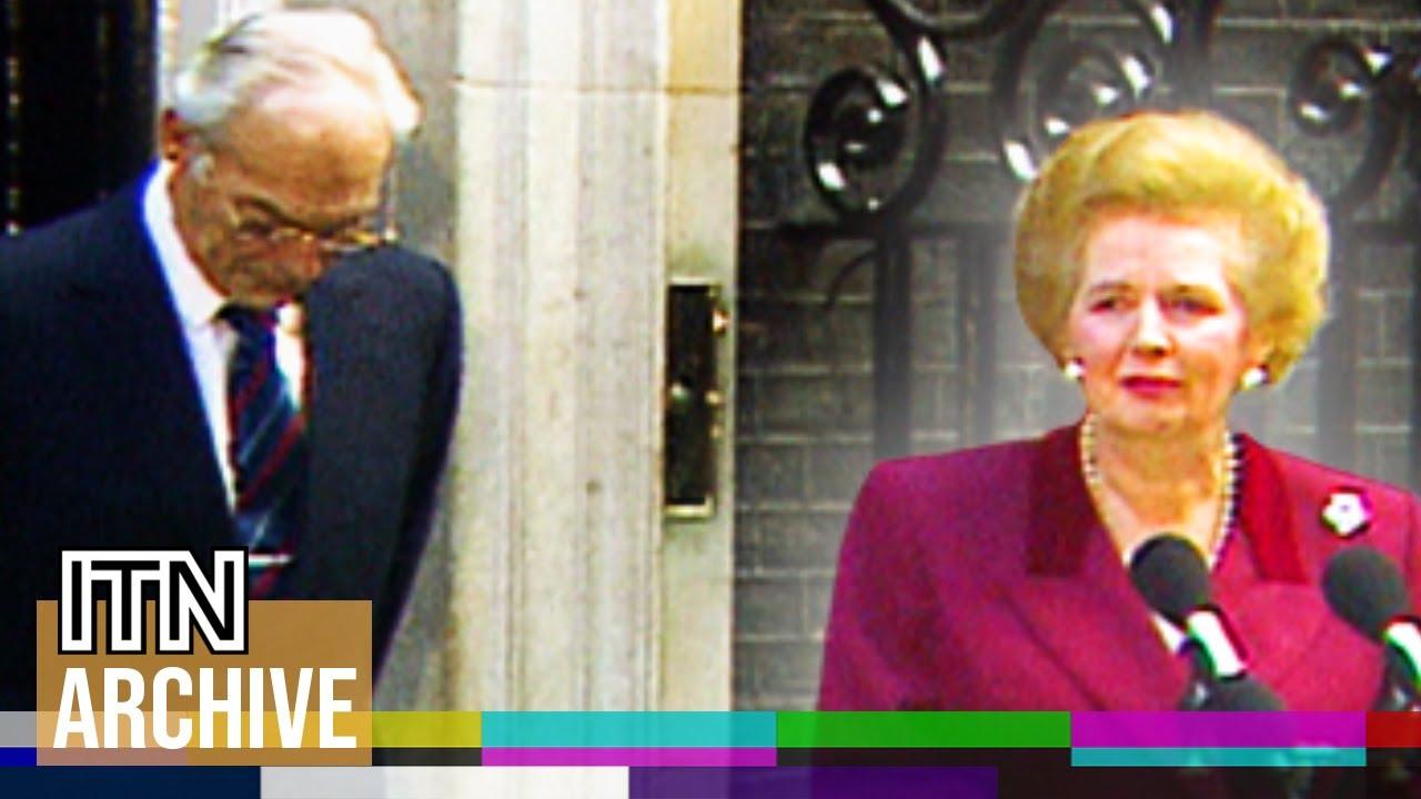 Moment image for Thatcher resigns, Major succeeds.