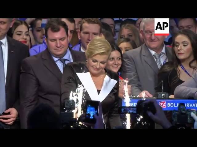 Moment image for Kolinda Grabar-Kitarović becomes Croatia's first female president in historic election.