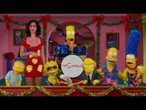 Moment image for "The Simpsons" blends animation with live-action featuring Katy Perry in Christmas special.