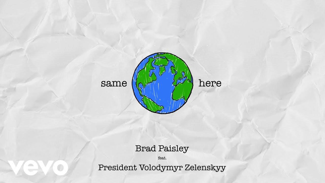 Moment image for Brad Paisley supports Ukraine with royalties from "Same Here" for rebuilding efforts.