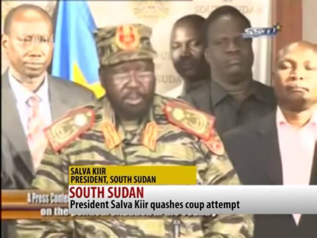 Moment image for President Salva Kiir publicly claimed that a coup attempt had been made by forces loyal to the former Vice President, Riek Machar. 