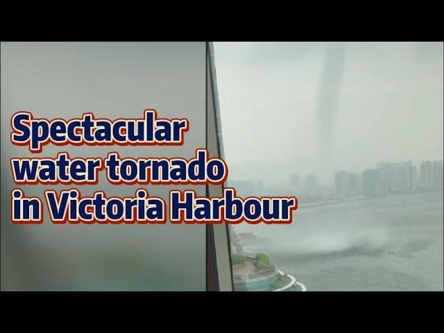 Moment image for Rare Waterspout and Tornado Hit Victoria Harbour Hong Kong September 2024