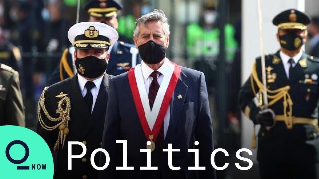 Moment image for Francisco Sagasti sworn in as interim Peruvian leader