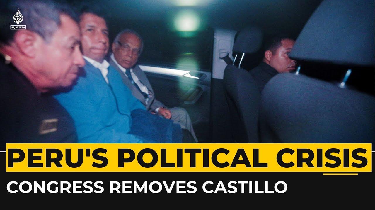 Moment image for Pedro Castillo removed from office and Dina Boluarte becomes President
