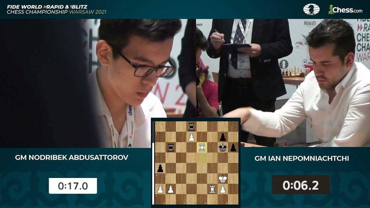 Moment image for Nodirbek Abdusattorov wins World Rapid Chess Championship