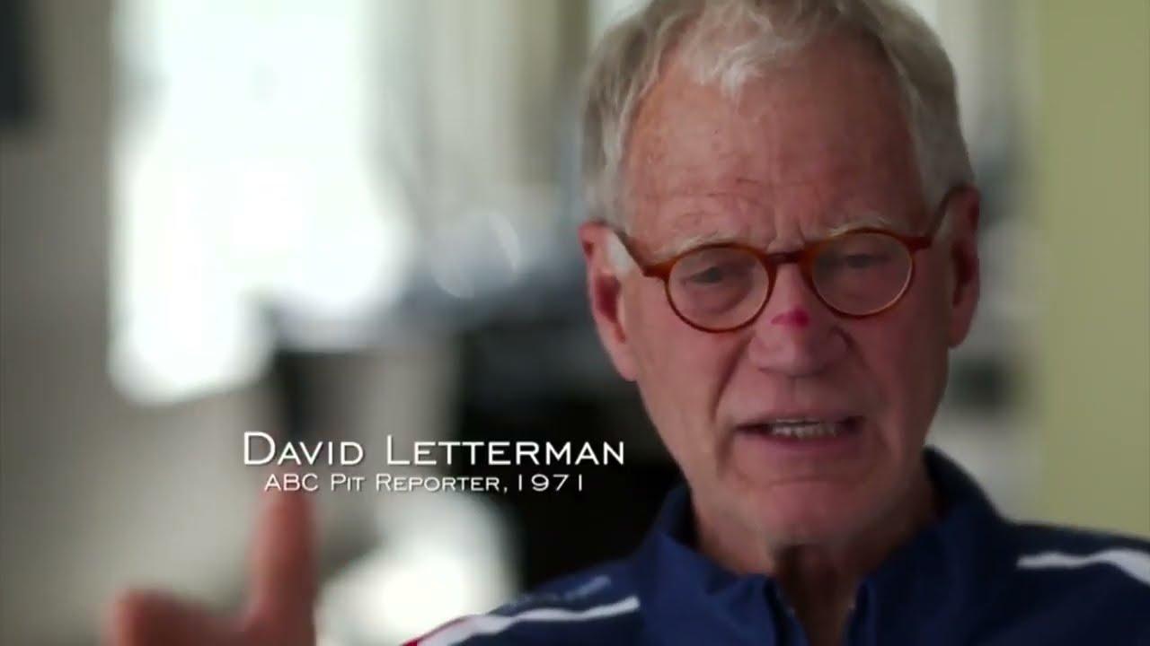Moment image for David Letterman appears as pit road reporter