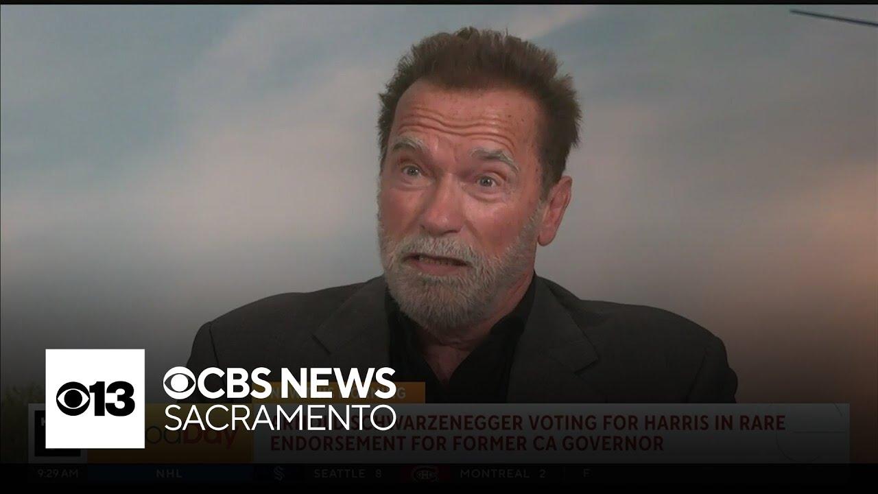 Moment image for Schwarzenegger Endorses Kamala Harris for President