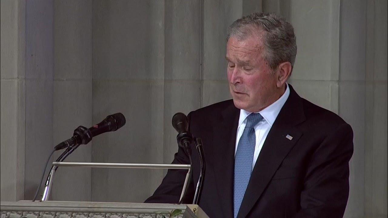Moment image for Bush attends John McCain's funeral