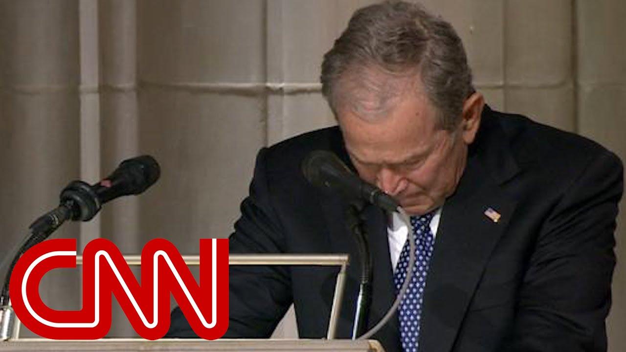 Moment image for Bush delivers eulogy at father's funeral