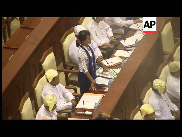 Moment image for Aung San Suu Kyi attends Parliament as lawmaker