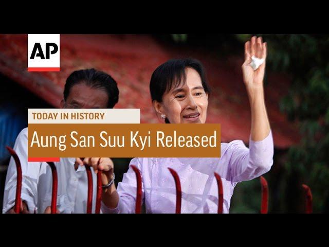 Moment image for Aung San Suu Kyi released from house arrest