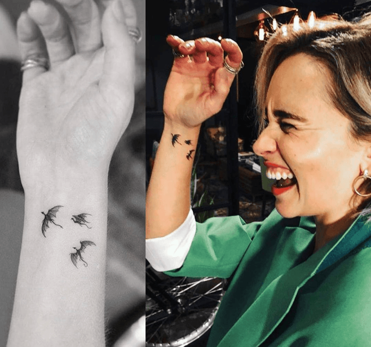 Moment image for Actress gets dragon tattoo in tribute to iconic TV role.