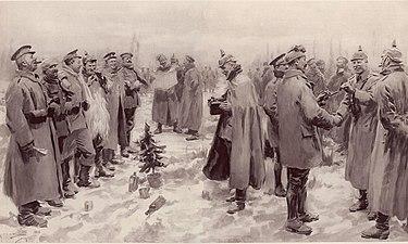 Moment image for World War I Christmas Truces: Soldiers pause hostilities for peaceful interactions and gift exchanges.