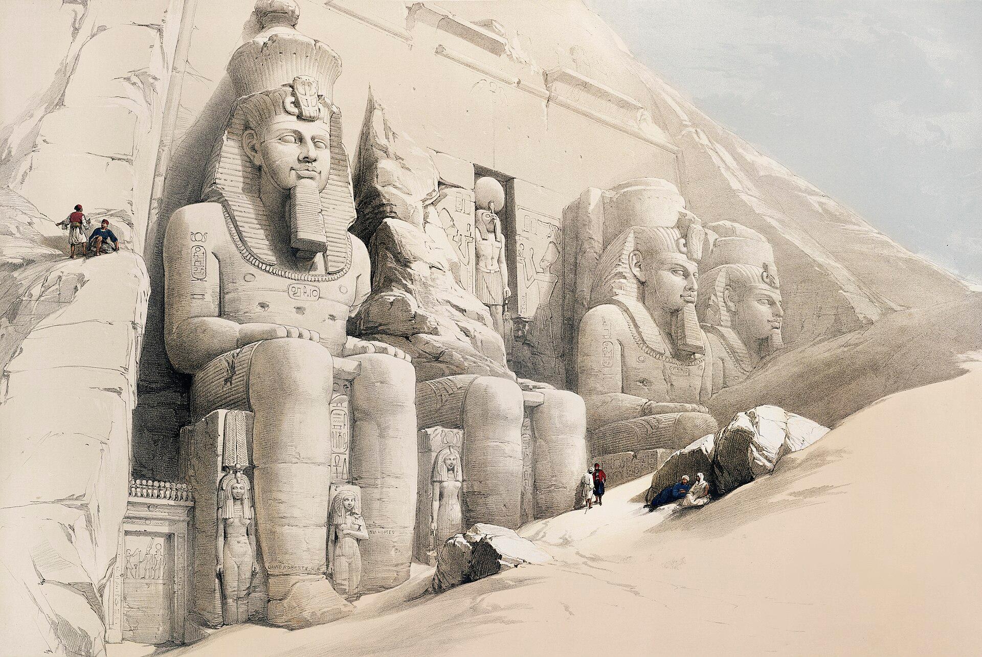 Moment image for Massive temple of Ramesses II constructed at Abu Simbel.