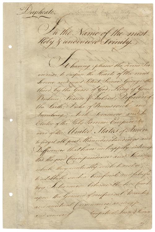 Moment image for Treaty of Paris ends American Revolutionary War, recognizes US independence in 1783.