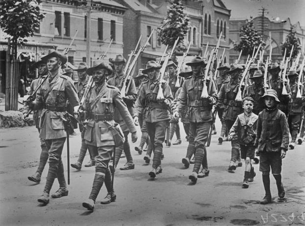 Moment image for Australian Soldiers Fight in World War I Under Their Flag for the First Time.