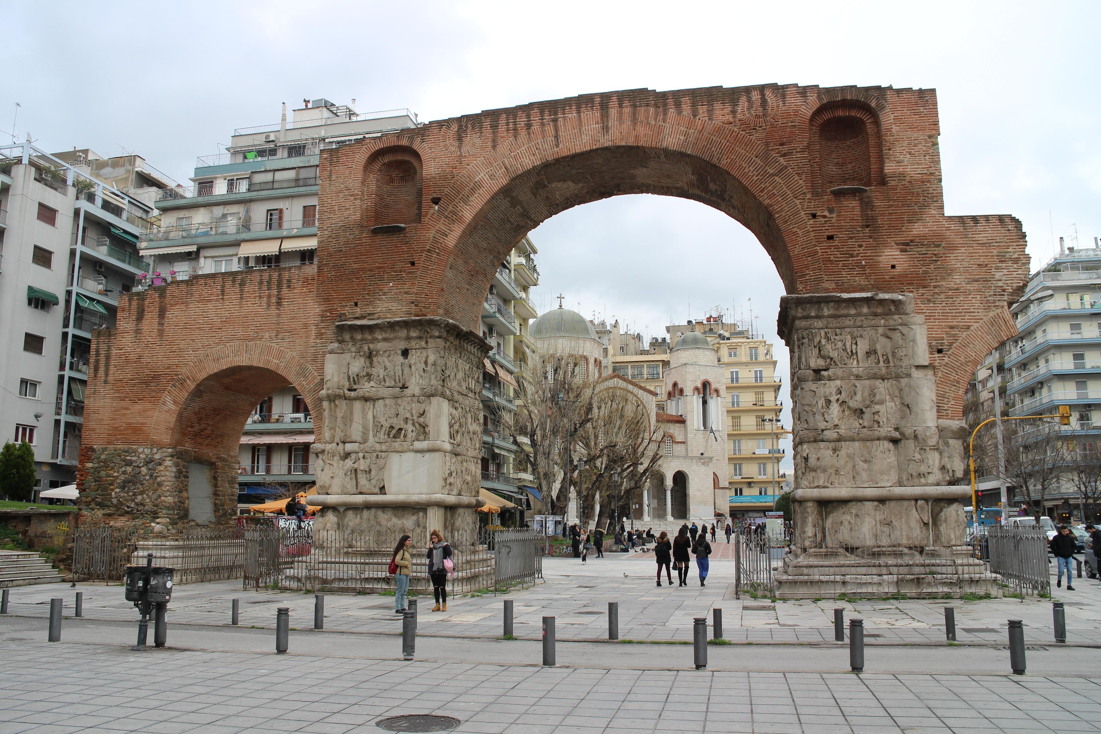 Moment image for Victory Monument: Arch of Galerius in Thessaloniki symbolizes Emperor's success against Persians.