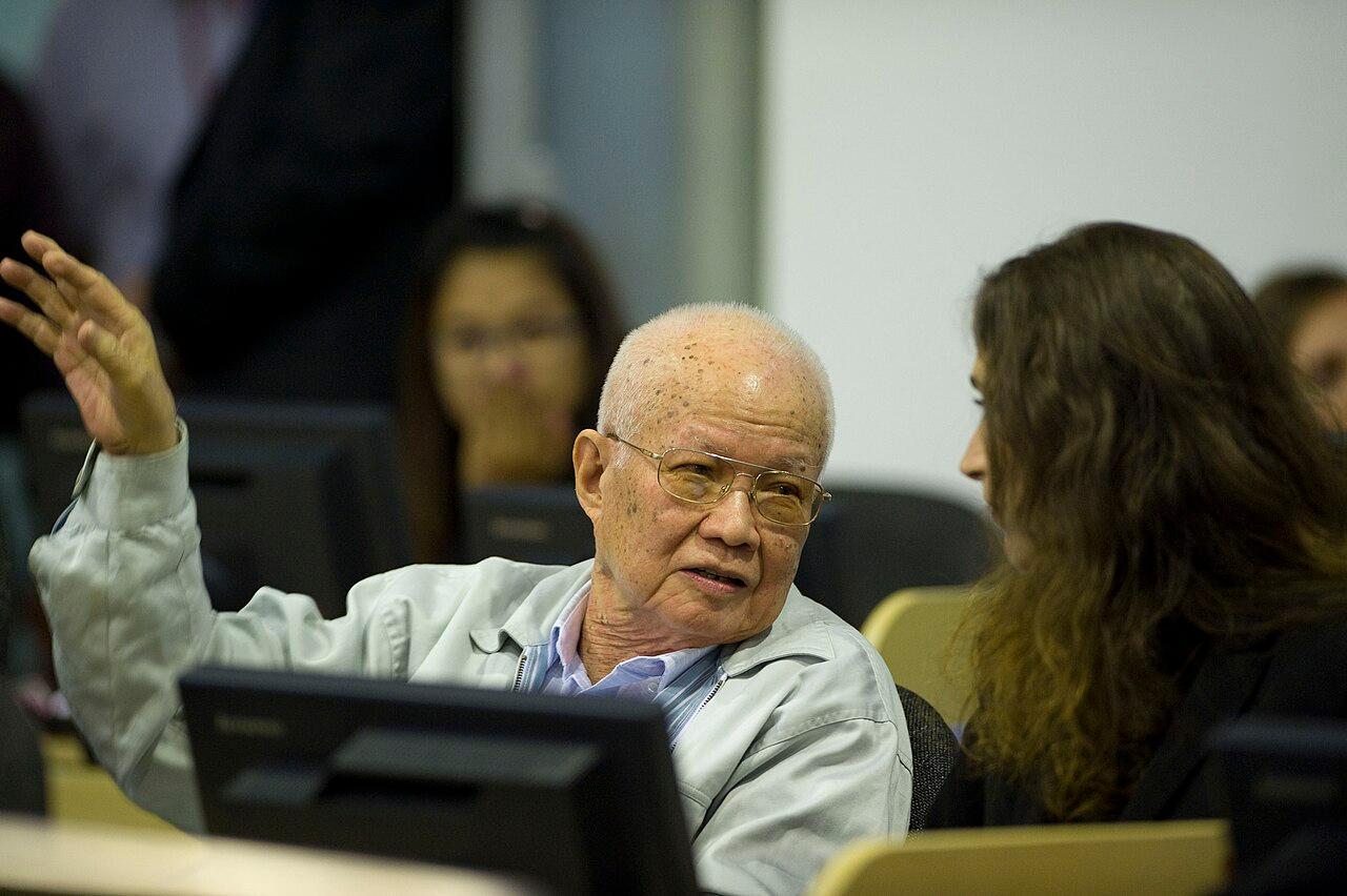 Moment image for Most senior surviving Khmer Rouge member, Nuon Chea - "Brother Number Two" - is arrested and charged with crimes against humanity.
