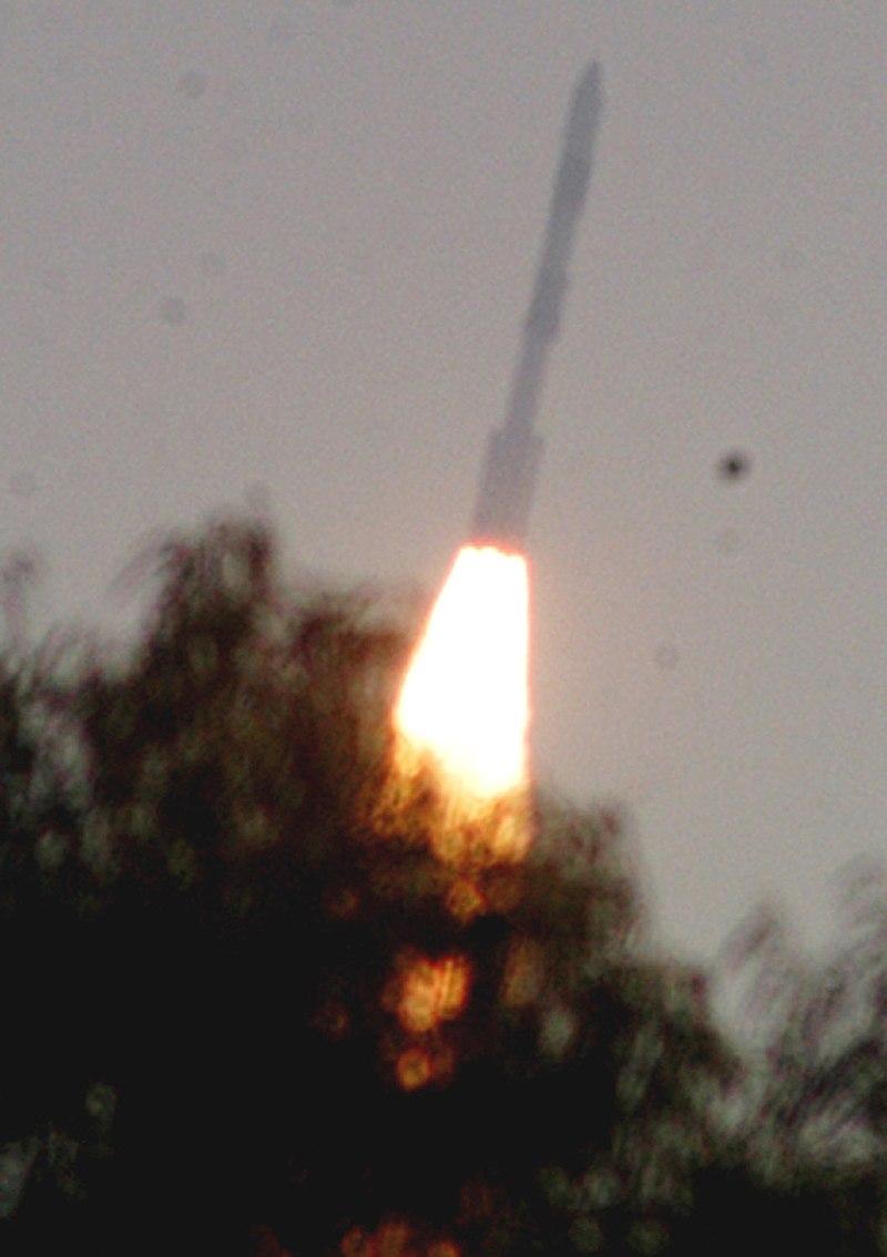 Moment image for India's first commercial space rocket is launched, carrying an Indian satellite.