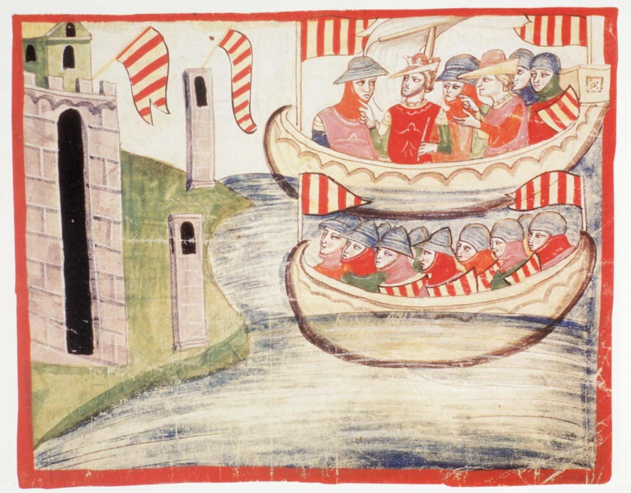 Moment image for An Aragonese fleet sank a Neapolitan fleet, delaying an invasion of Sicily.