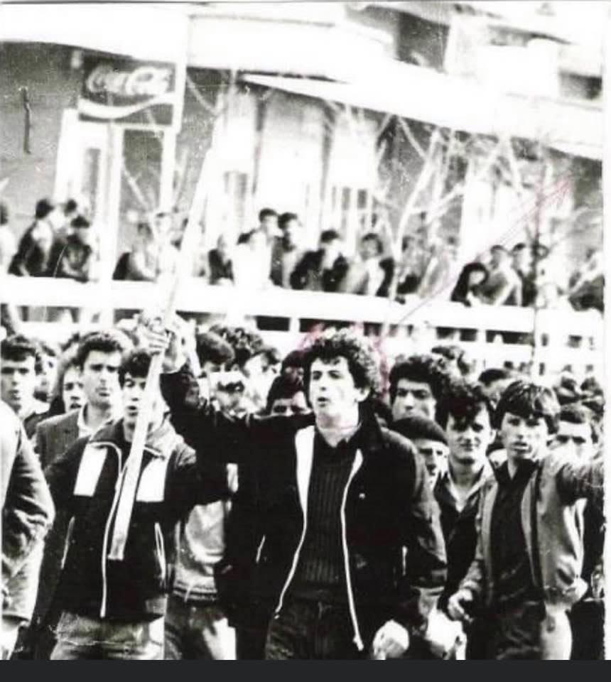 Moment image for Kosovar Albanian students demand republic status; protests violently suppressed by Yugoslav authorities.