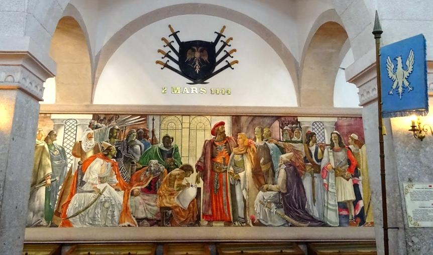 Moment image for Skanderbeg forms League of Lezhë to unite Albanian princes against Ottoman Empire.