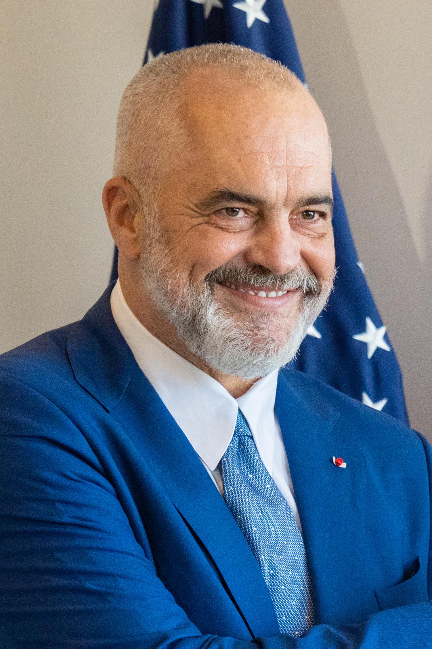 Moment image for Edi Rama elected as Prime Minister, leading the Albanian government.