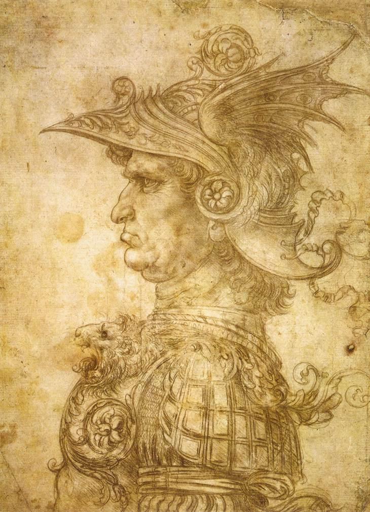 Moment image for Leonardo da Vinci's "Antique Warrior in Profile": early study of anatomy and classical forms at British Museum.