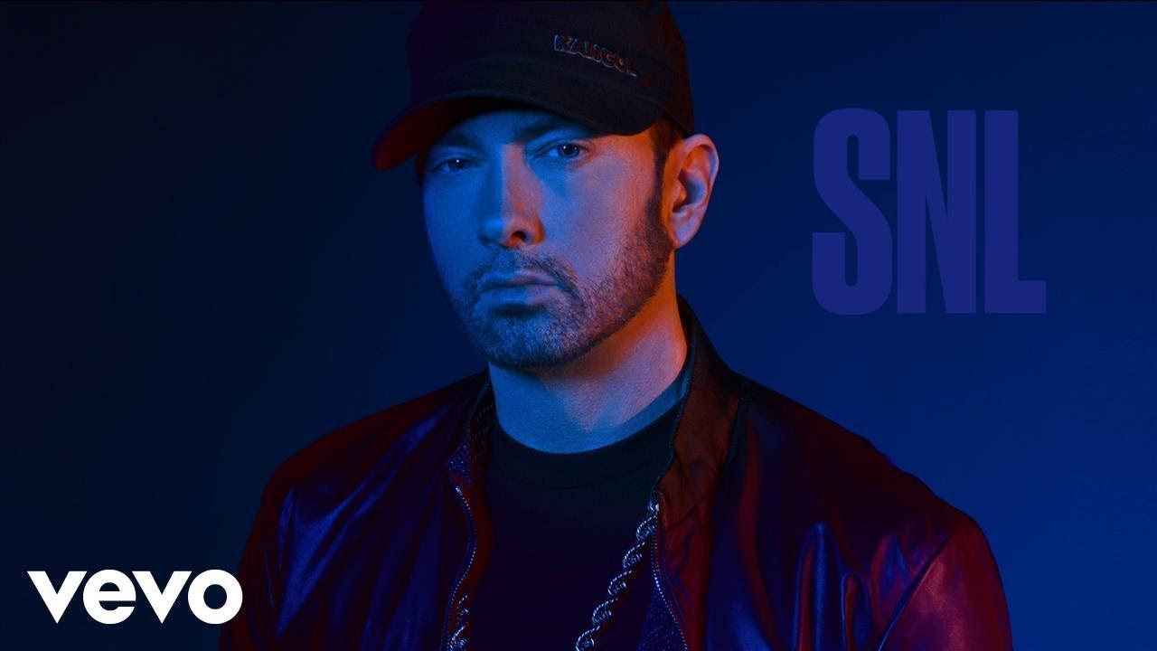 Moment image for Eminem's SNL Performance: Impactful Medley with Skylar Grey reflects personal struggles and storytelling prowess.