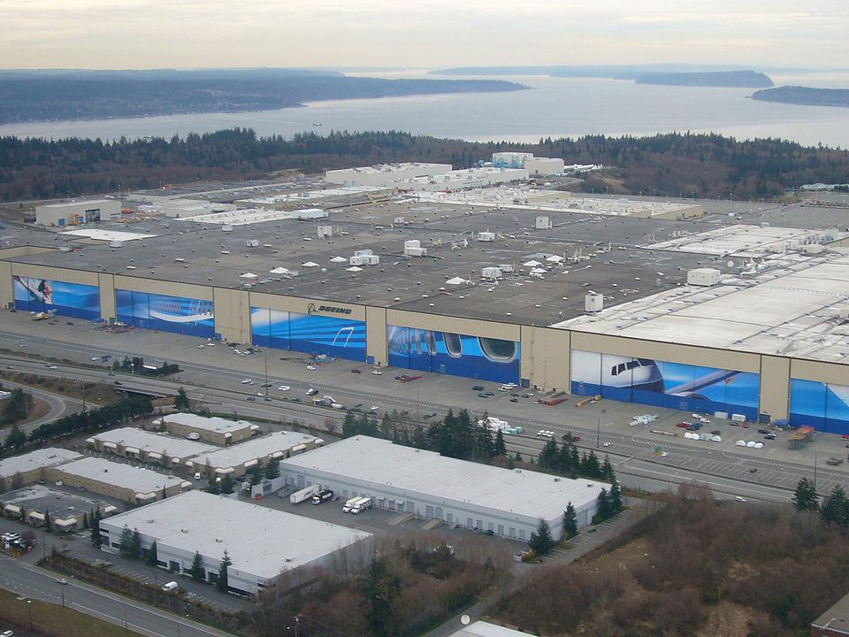 Moment image for Boeing opens new factory in Washington